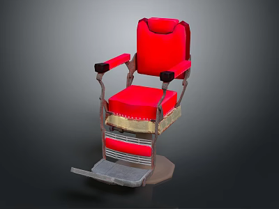 Red Recliner Chair With Black Armrests Footrest And Metal Base Design 3d model