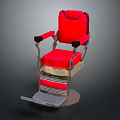 Red Recliner Chair With Black Armrests Footrest And Metal Base Design