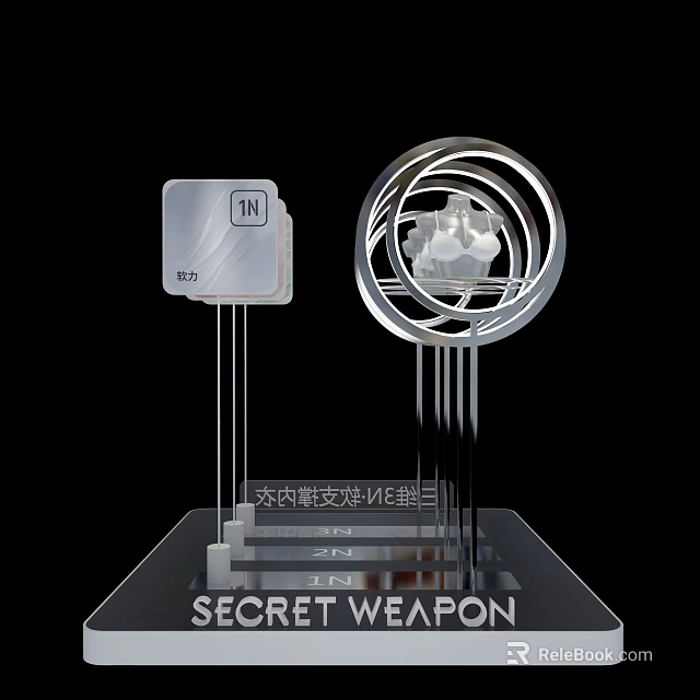 Contemporary Trophy Display With Square IN Panel And Circular Transparent Sculpture Base 3d model 