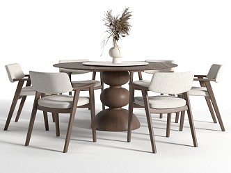 New Chinese Dining Table and Chair Round Dining Table and Chair Round Table Dining Chair 3d model