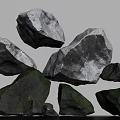 Natural Stone and Wood Display With Various Sizes Mossy Textures and Rustic Logs