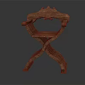 Traditional Wooden Chair Featuring Carved Details Armrests And Crossed Leg Design