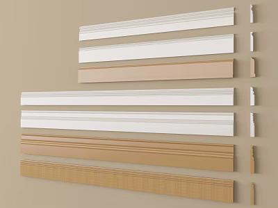 Assorted Decorative Molding Lines in White Beige and Brown for Interior Decoration 3d model