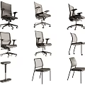 Ergonomic Office Chair Various Designs With Armrests Swivel Wheels And Adjustable Features 3d model