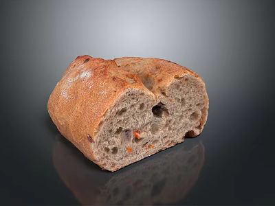 Freshly Baked Sliced Bread with Crusty Exterior Soft Interior Air Pockets and Red Bits 3d model