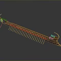 Ancient Wooden Longship Model With Curved Bow And Rowing Oars