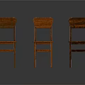 Three Wooden Chairs With Rustic Design For Home Interior Furniture
