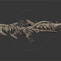Intricate Mythical Style Decorative Gun With Stone Like Texture And Bone Inspired Carvings