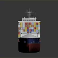 Large Container Ship Loaded With Colorful Containers On Calm Water Surface 3d model