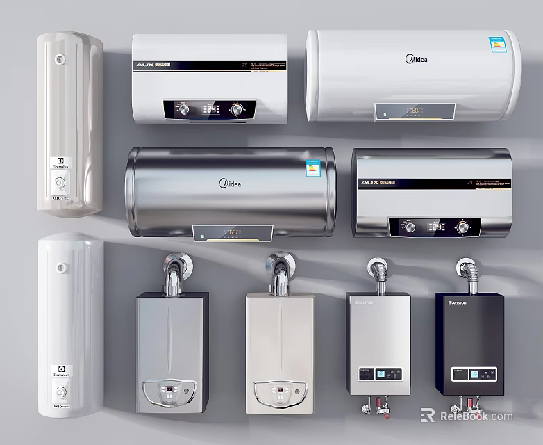 Various Styles Of Midea Electric Water Heaters Including Storage And Instant Heating Types 3d model 