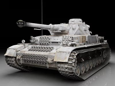 Vintage Armored Military Tank With Metal Tracks And Long Cannon Barrel 3d model