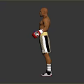 Muscular Man As Boxer Wearing Red Boxing Gloves And Black Gold Champ Shorts