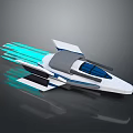 Futuristic White Spaceship With Blue Thrusters Gray Accents And Sleek Aerodynamic Design