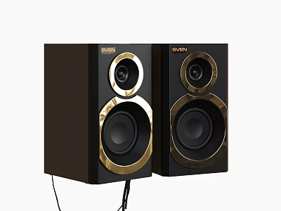 SVSON Black Speakers with Gold Ring Design for High Quality Audio Performance 3d model