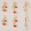 Various Decorative Keychains With Strawberry Charms Key Pendants And Flower Accents