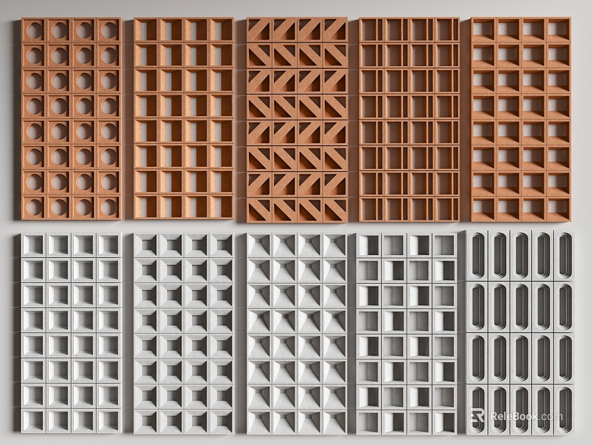 Architectural Decorative Grille Components With Multiple Geometric Patterns For Interior Exterior Use 3d model 