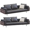 Leather Sectional Sofa with Multiple Cushions and Metal Legs 3d model