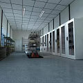 Spacious Storage Room Interior With Organized Shelves Freezers And Natural Lighting