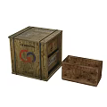 Closed Wooden Crate With Logo And Open Empty Storage Box Design