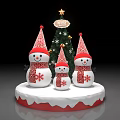 Christmas Decorations With Snowmen Christmas Tree And Merry Sign On White Base