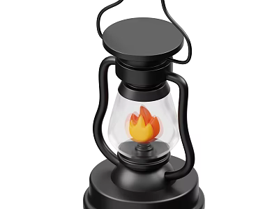 Vintage Black Lantern Decorative Ornament Set With Glass Shade And Flame Design 3d model