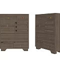 Pair of Wooden Dressers With Multiple Drawers And Metal Handles Modern Design