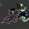 Mechanical Equipment 3D Model With Black Body Metallic Pipes Knobs And Red Component