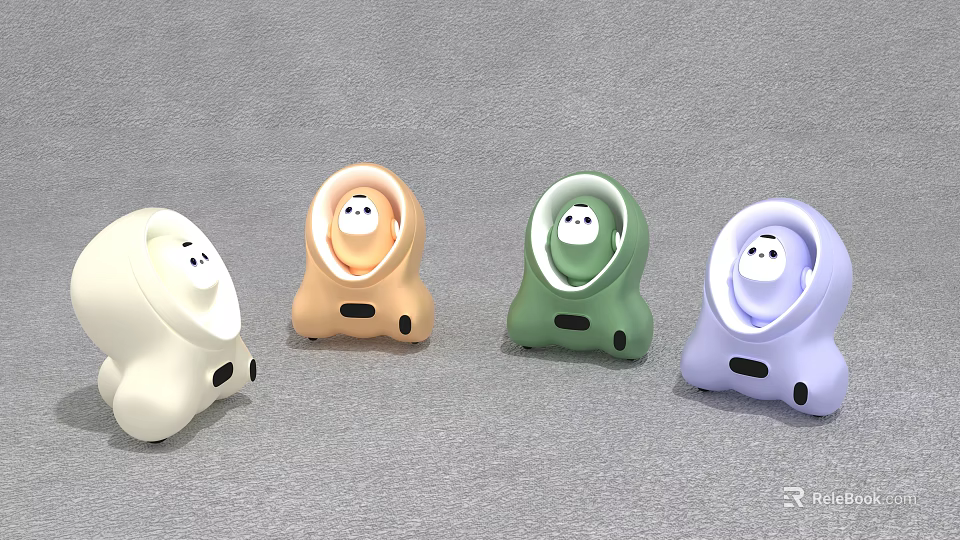 Cute Cartoon Shaped Electronic Appliances With Smiley Face Design In Multiple Colors For Desktop Decor 3d model 