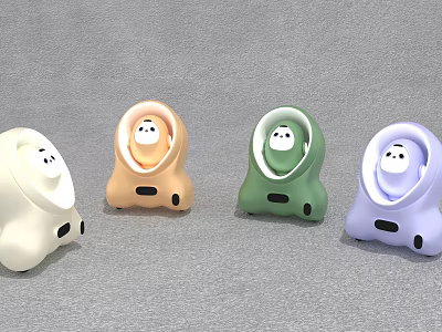 Cute Cartoon Shaped Electronic Appliances With Smiley Face Design In Multiple Colors For Desktop Decor 3d model