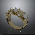 Elegant Golden Ring With Shiny Gemstones And Exquisite Metal Band Design For Daily Use