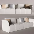 White Sectional Sofa With Neutral Tones Decorative Pillows Modern Upholstered Design 3d model