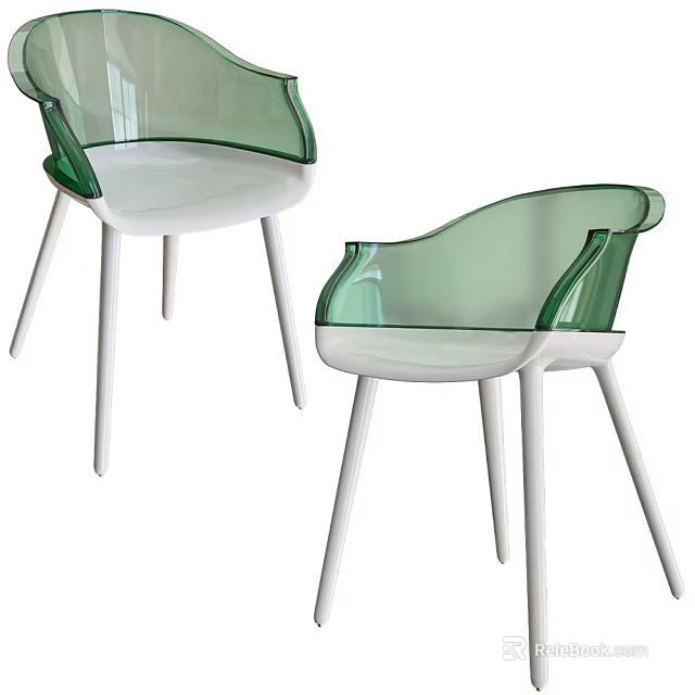 Modern Green Transparent Leisure Chair With White Legs And Stylish Design 3d model 