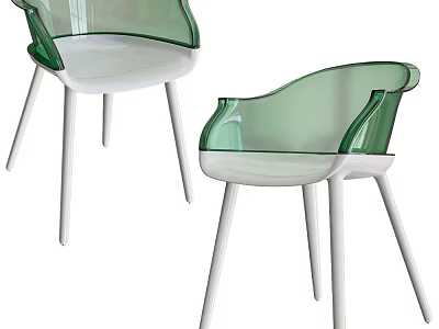 Modern Green Transparent Leisure Chair With White Legs And Stylish Design 3d model