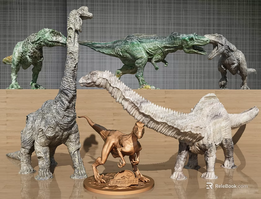 Various Colorful Dinosaur Reptile Models With Detailed Features And Different Poses 3d model 