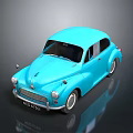 Vintage Blue Classic Car With Rounded Body And Retro Design Features