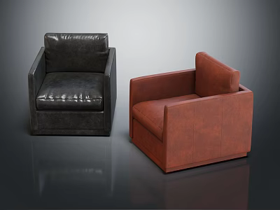 Modern Leather Armchairs In Black And Brown For Living Room Decor 3d model