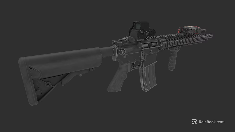 High Quality Black Tactical Rifle With Scope And Magazine Design 3d model 