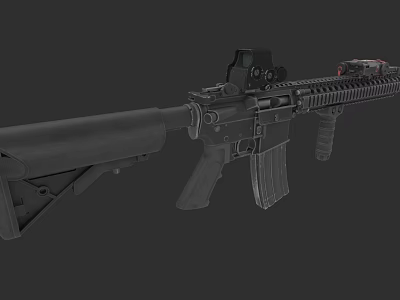 High Quality Black Tactical Rifle With Scope And Magazine Design 3d model