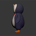 Cute 3D Cartoon Penguin Doll With Blue Body White Belly Red Bow Tie Orange Feet