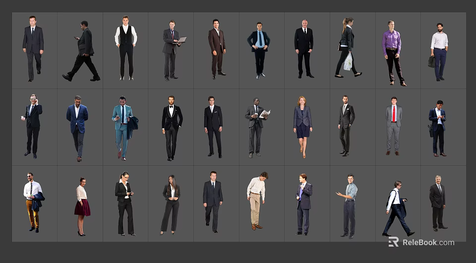 Multiple People In Different Professional And Casual Outfits With Various Poses 3d model