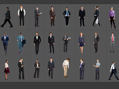 Multiple People In Different Professional And Casual Outfits With Various Poses 3d model