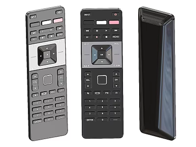 Three Different Modern Remote Controls With Sleek Designs For Home Appliances 3d model