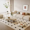 Modern Sofa Coffee Table Combination Lazy Sofa Floor Lamp Hanging Picture Side Green Fruit 3d model
