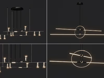 Contemporary Modern Chandelier With Linear Geometric Design And LED Light Fixtures 3d model