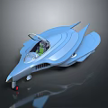 Futuristic Blue Sci Fi Vehicle With Streamlined Design Transparent Cockpit And Red Lights