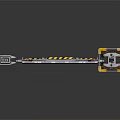 Industrial Mechanical Lifting Structure With Yellow Red Components Metal Frame And Warning Stripes