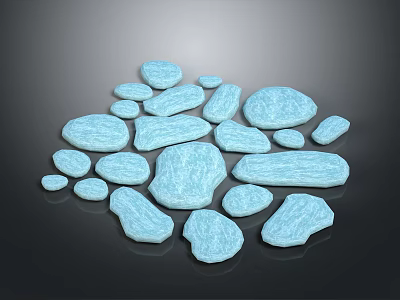 Natural Light Blue Stone Pieces For Wood And Stone Decorative Projects 3d model