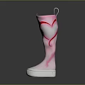 Pink Knee High Boots With Red Heart Pattern And White Soles Stylish Design