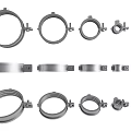 Assorted Stainless Steel Pipe Clamps Connectors And Fittings In Different Sizes