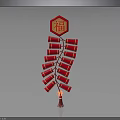 Traditional Chinese New Year Red Firecrackers Decoration With Top Fu Character